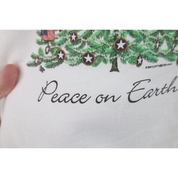 Vtg Y2K 2001 Womens Medium September 11 Peace On Earth Christmas Tree Sweatshirt - Picture 6 of 14